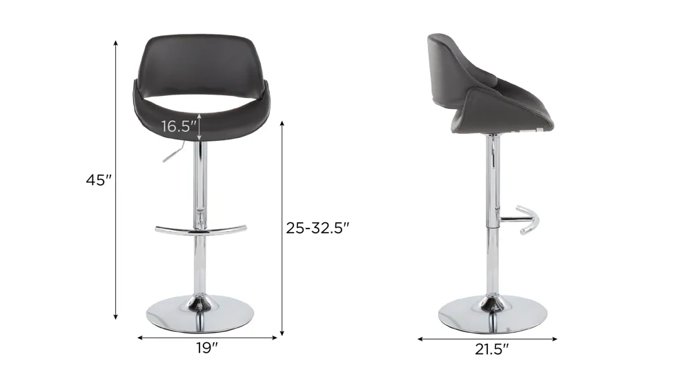 Fabrico Adjustable Bar Stool - Set of 2 Dimensions