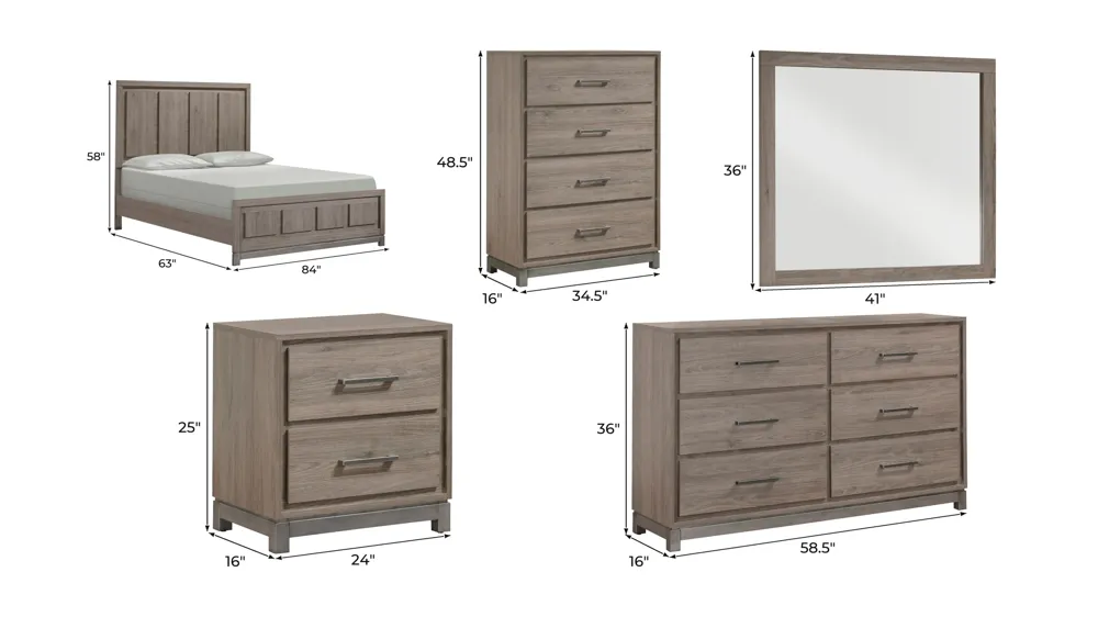River 5-pc. Bedroom Dimensions