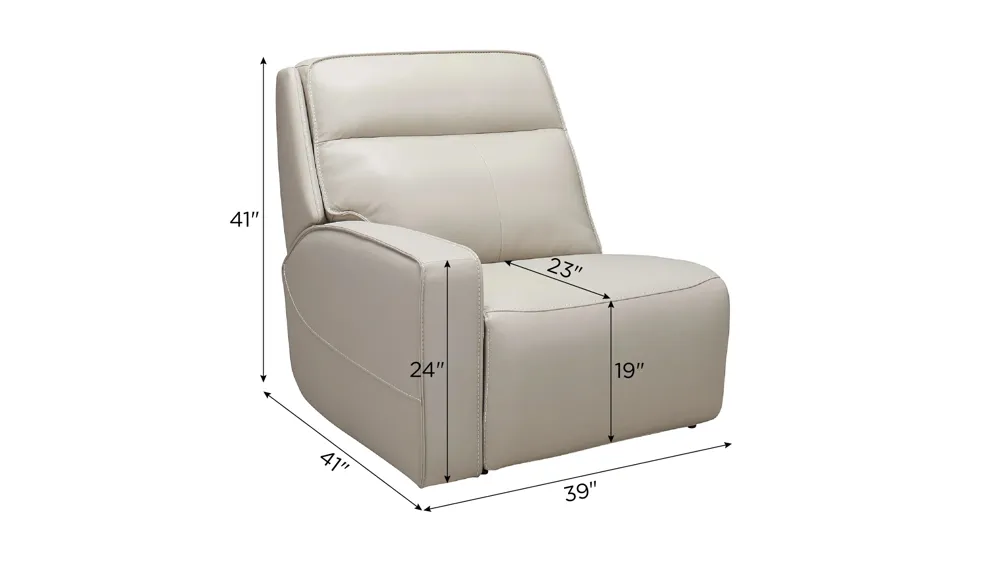 Beckett Left-Arm Facing Power Recliner w/Power Headrest and Lumbar Dimensions