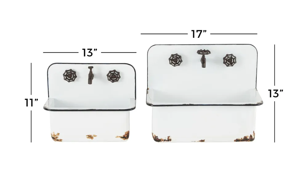 Ivy Collection White Metal Planter Set of 2 Dimensions