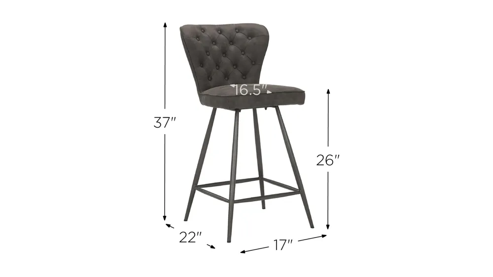 Kingford Tufted Swivel Counter Stool - Set of 2 Dimensions