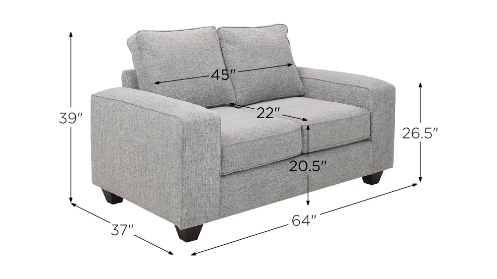 Alston Chenille Loveseat Dimensions