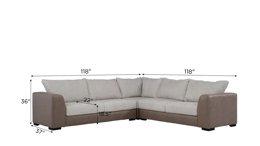 Mosley 3-pc. Sectional Dimensions