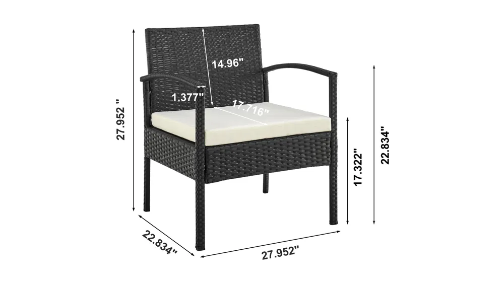 Noli 3 Pc Outdoor Patio Set Dimensions