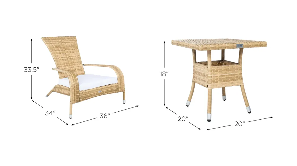 Anaheim 3-pc. Patio Set Dimensions
