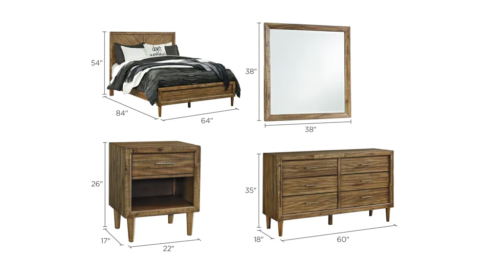 Woodlawn 4-pc. Queen Bedroom Set Dimensions