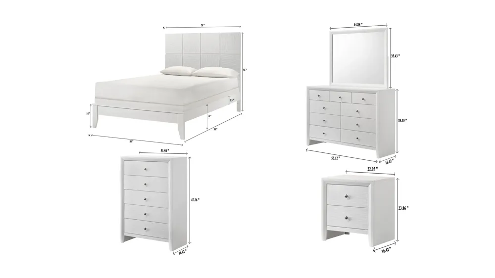 Denker 5-pc. Bedroom Set Dimensions