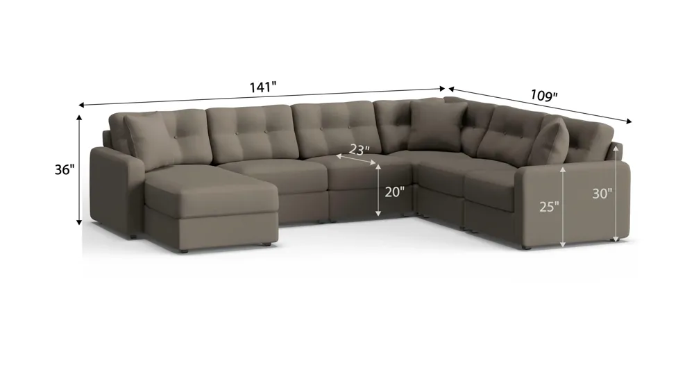 ModularOne 6-pc. Sectional Dimensions