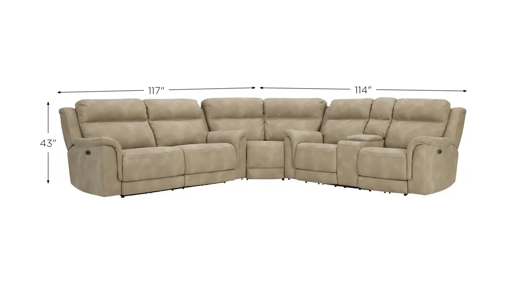 Durapella 3-pc. Power Reclining Sectional Dimensions