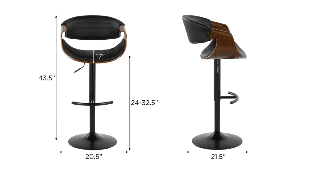 Symphony Adjustable Barstool - Set of 2 Dimensions