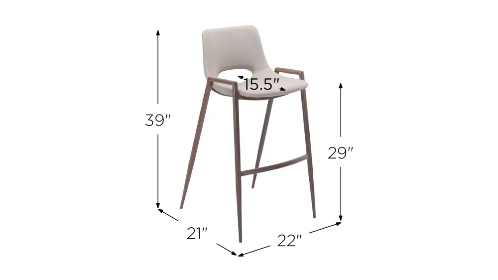 Desi Bar Stool: Set of 2 Dimensions