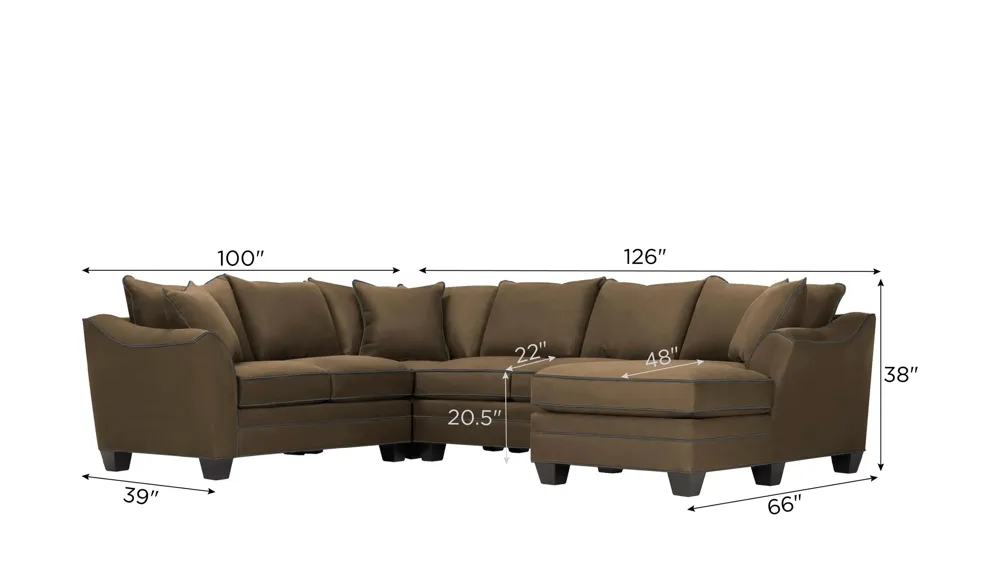 Foresthill 4-pc. Sectional w/ Right Arm Facing Chaise Dimensions