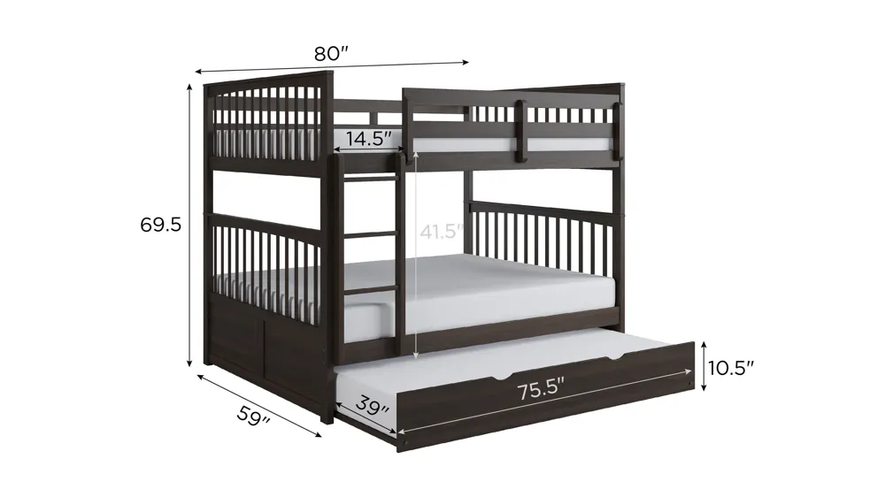 Apollo Bunk Bed with Trundle Dimensions