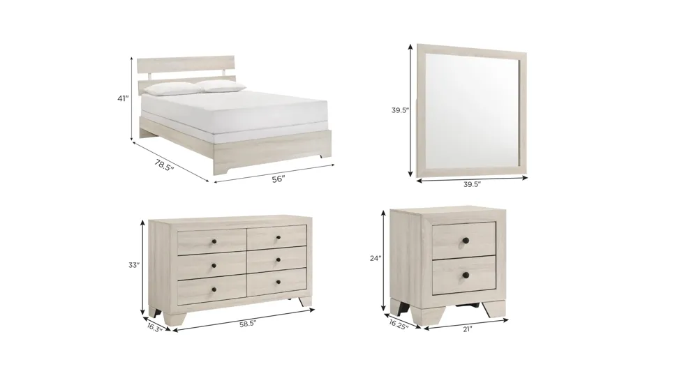 Atticus 4-pc. Platform Bedroom Set Dimensions