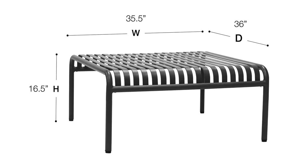 Enid 36" Outdoor Coffee Table Dimensions