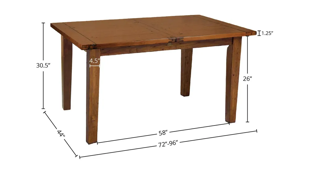 Irish Coast Large Extension Dining Table (72"/96") - African Dusk Dimensions