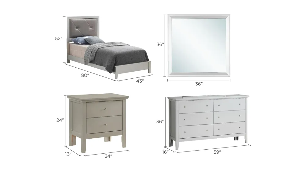 Primo 4-pc. Bedroom Set Dimensions