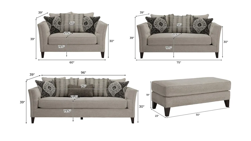 Callie Living Room Set Dimensions