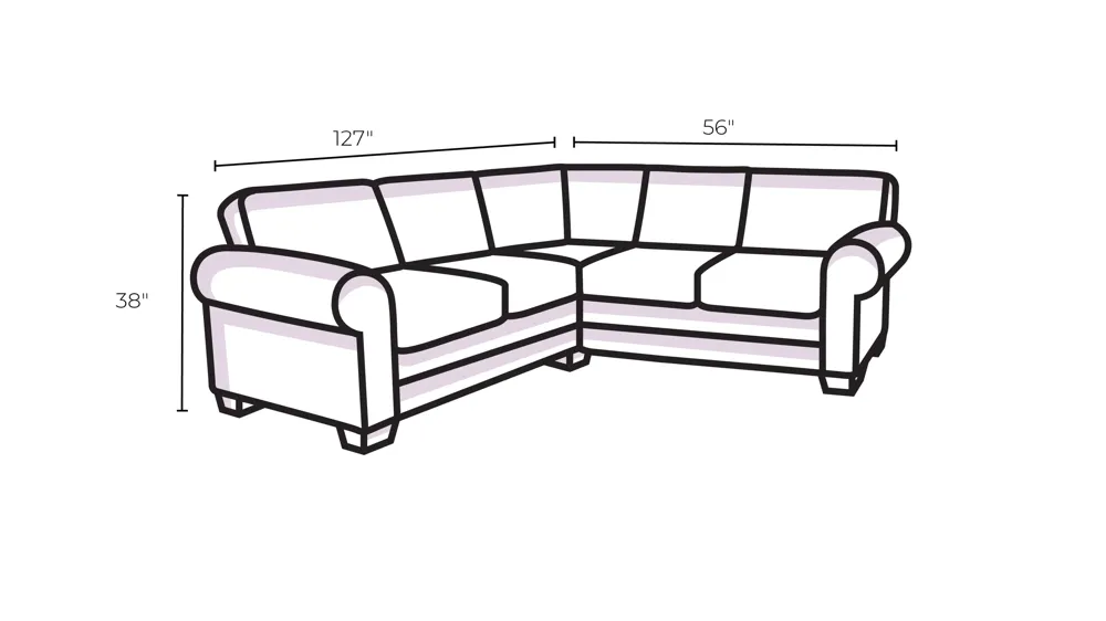 Foresthill 2-pc. Right Hand Cuddler Sectional Sofa Dimensions