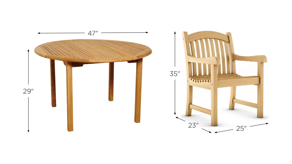 Campos 5-pc Round Patio Dining Table Set Dimensions