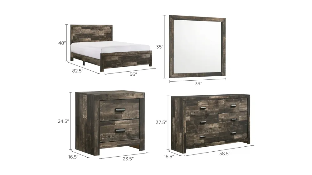 Tallulah 4-pc. Bedroom Set Dimensions
