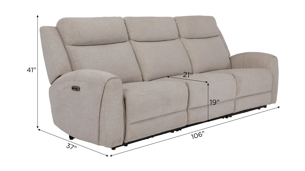 Newell 3-pc. Dual Power Sofa Dimensions