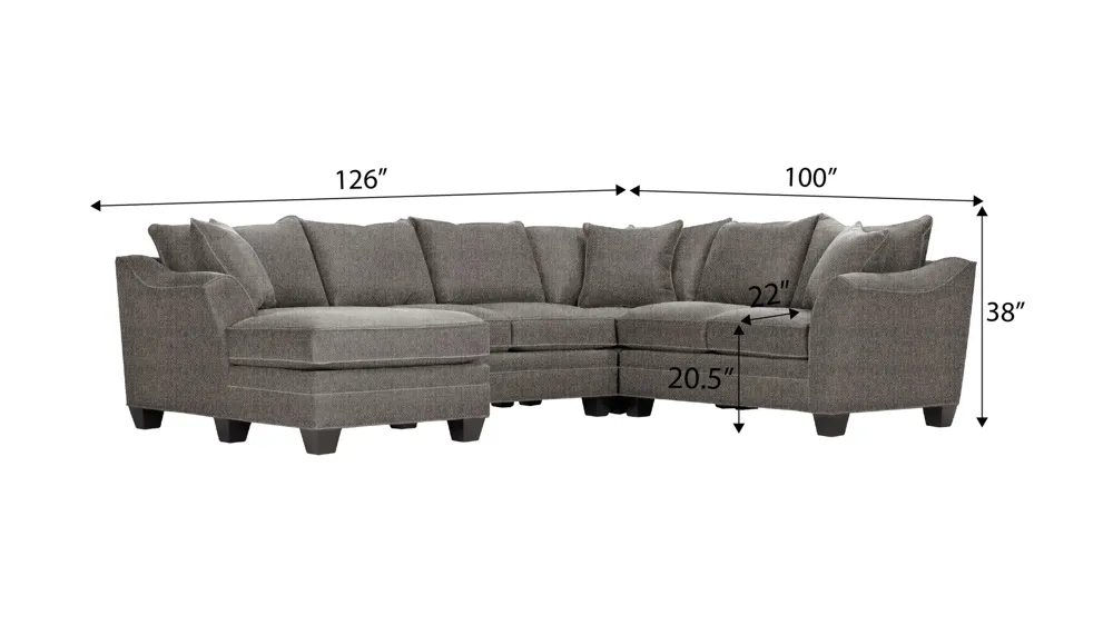 Foresthill 4-pc. Left Hand Chaise Sectional Sofa Dimensions