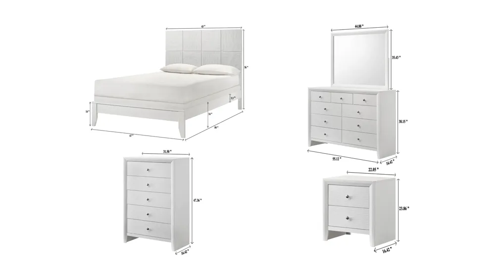 Denker 5-pc. Bedroom Set Dimensions
