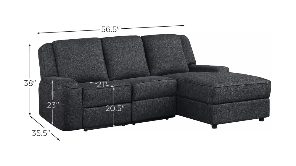 Domino 2-pc. Reclining Sectional Dimensions