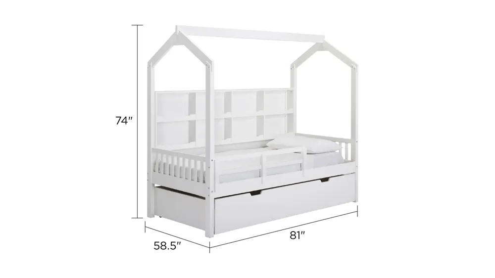 Skylar Treehouse Bed w/ Trundle & Guardrail Dimensions