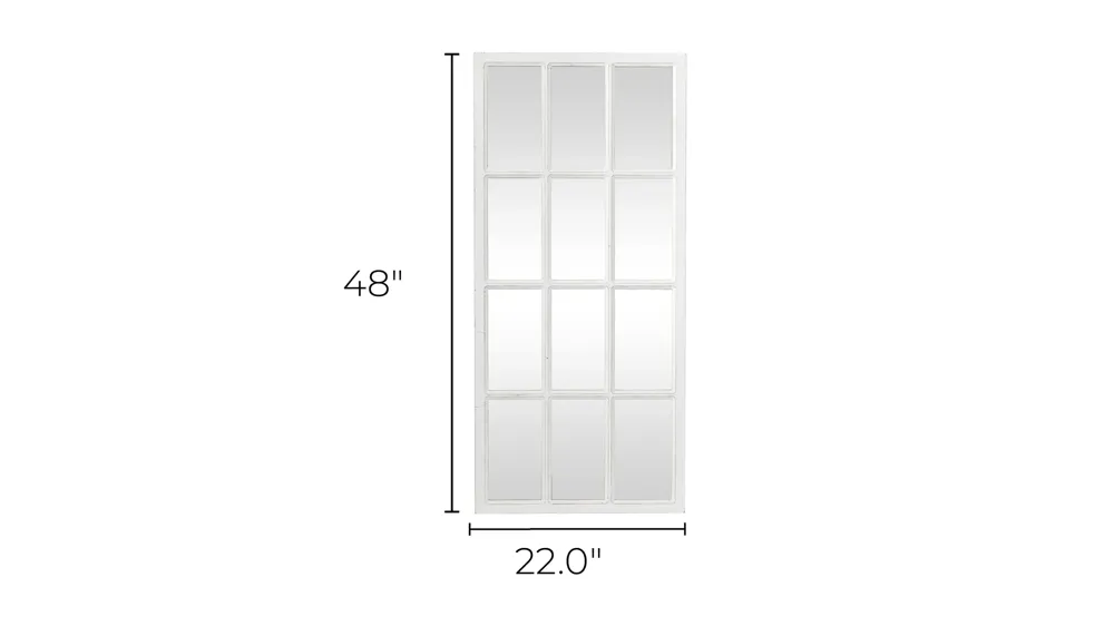 Ivy Collection White Wood Farmhouse Wall Mirror Dimensions