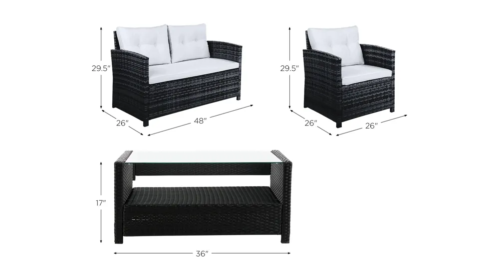 Abarrane 4-pc. Patio Set Dimensions