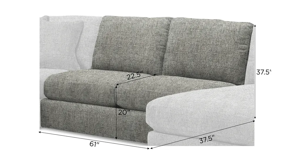 Nappily Armless Loveseat Dimensions