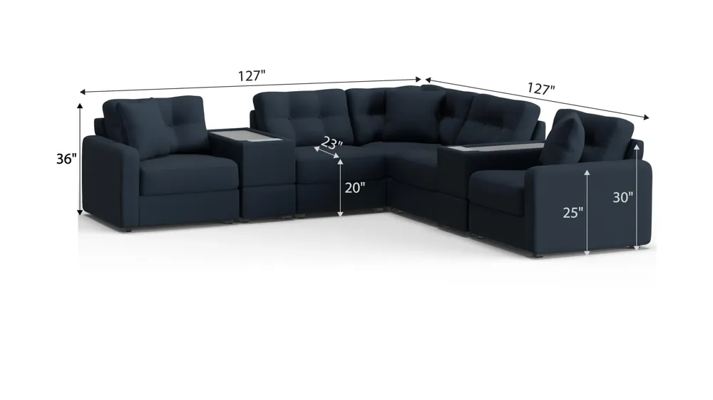 ModularOne 7-pc. Sectional w/Two PowerConsole Dimensions