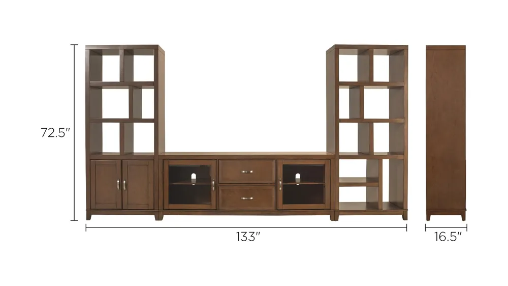 Granthom 3-pc. Wall Unit w/ 72" TV Console Dimensions