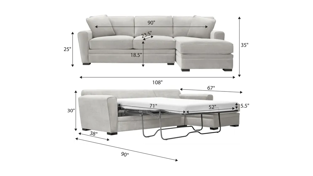 Artemis II 2-pc. Sectional w/ Full Sleeper Dimensions