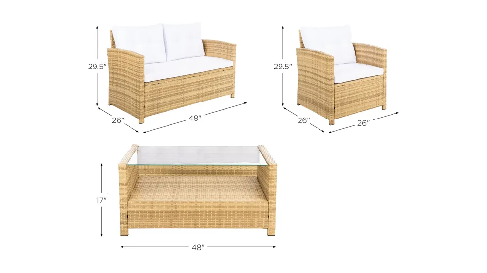 Abarrane 4-pc. Patio Set Dimensions