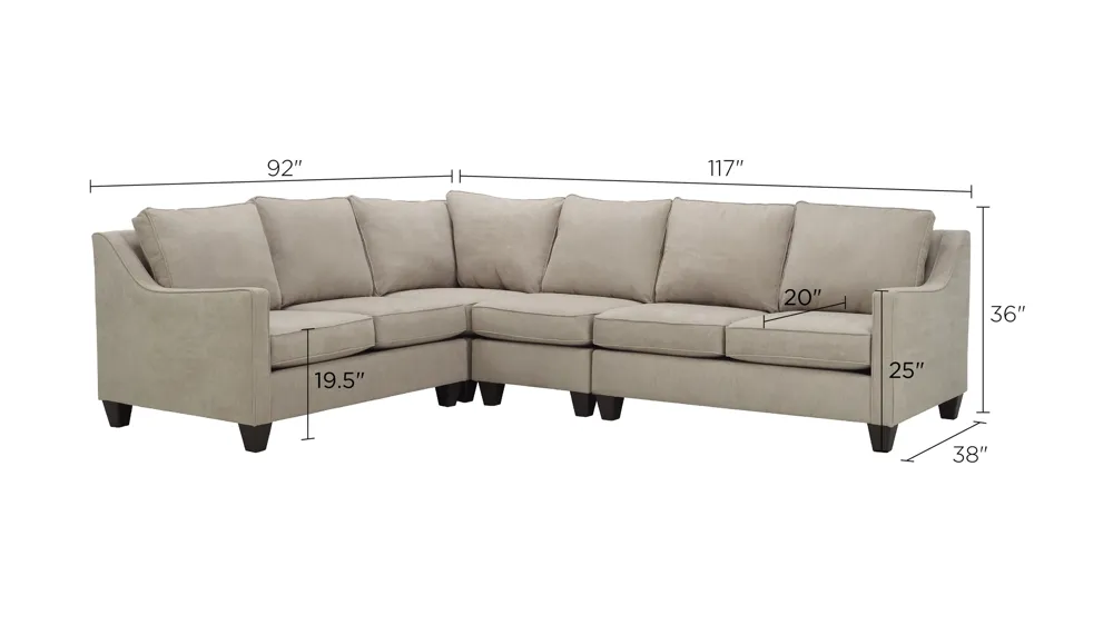 Ezra 4-pc. Chenille Sectional Sofa Dimensions