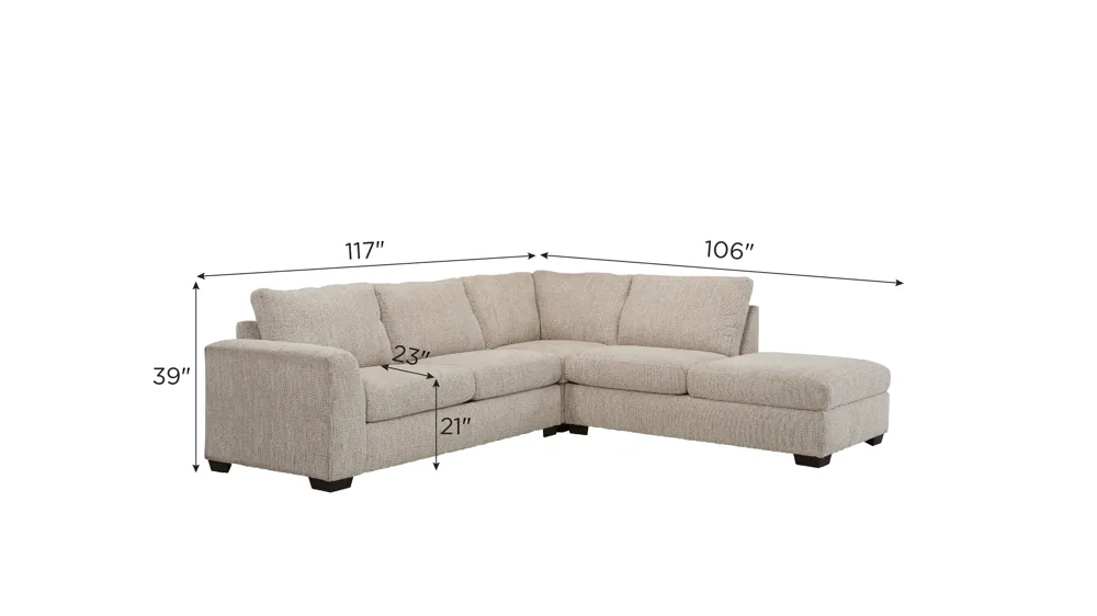 Becker 3-pc. Sectional w/ Storage Dimensions
