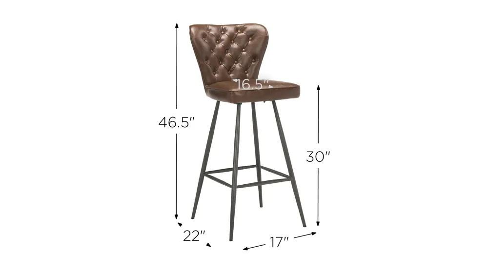Kingford Tufted Bar Stool - Set of 2 Dimensions