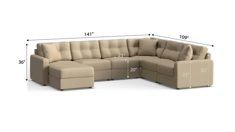 ModularOne 6-pc. Sectional Dimensions
