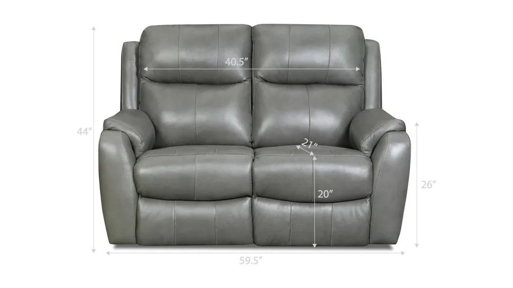 Stevens Reclining Leather Loveseat Dimensions