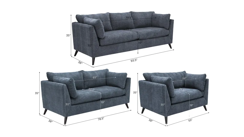 Caruso Living Room Set Dimensions
