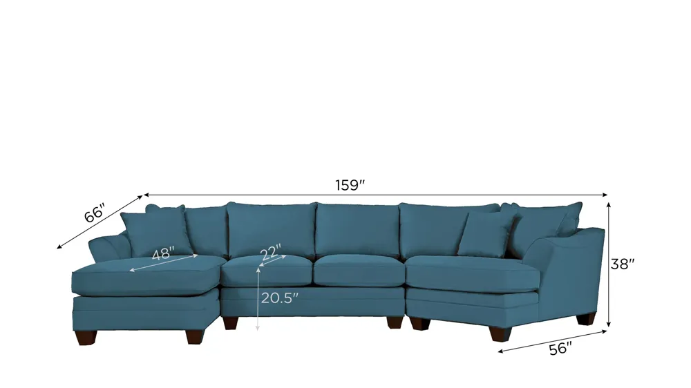 Foresthill 3-pc. Left Hand Facing Sectional Sofa Dimensions
