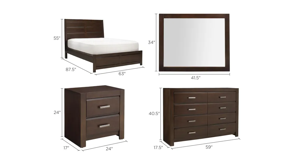 Reggio 4-pc. Bedroom Set Dimensions