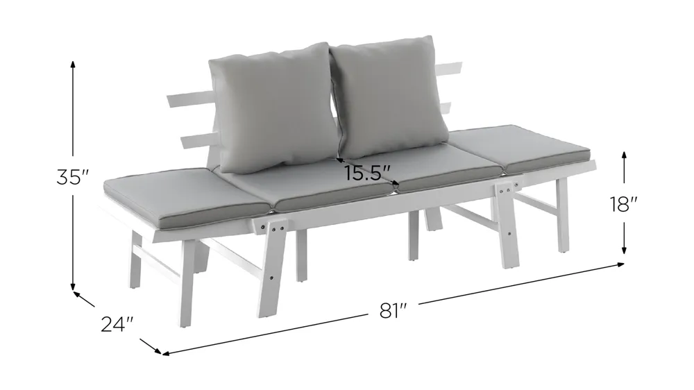 Smithson Outdoor Convertible Settee Dimensions