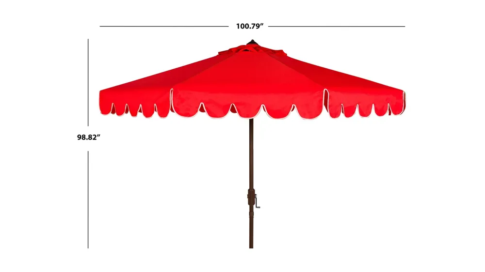 Doreen Single Scallop 9 ft Crank Outdoor Push Button Tilt Umbrella Dimensions
