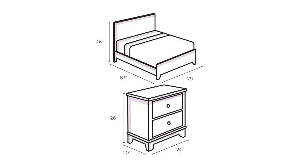 Aldo 3-pc. Bedroom Set Dimensions