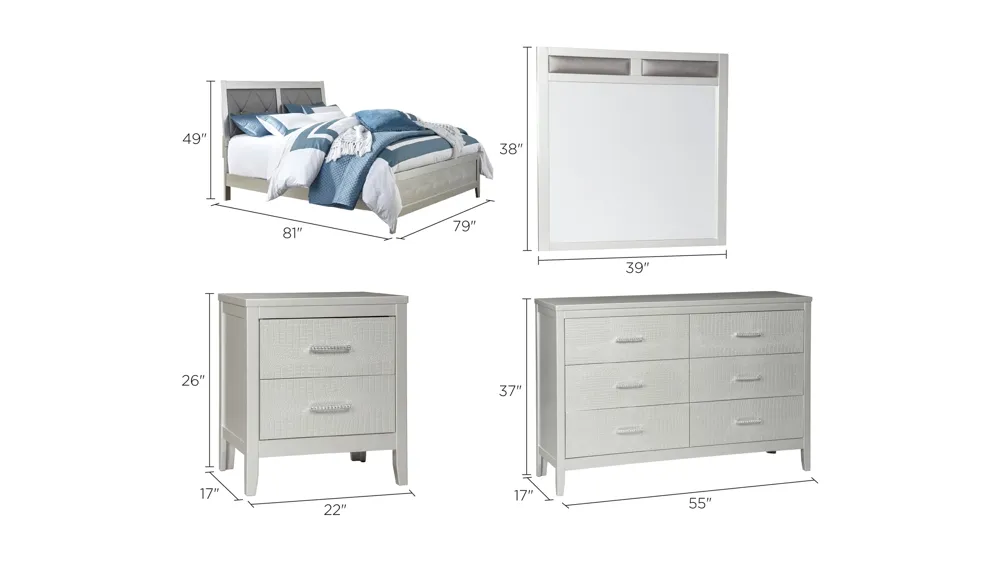 Shayla 4-pc. Bedroom Set Dimensions