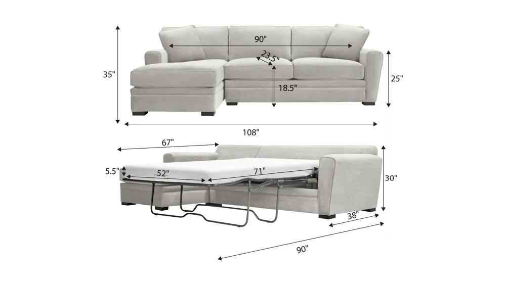 Artemis II 2-pc. Sectional w/ Full Sleeper Dimensions